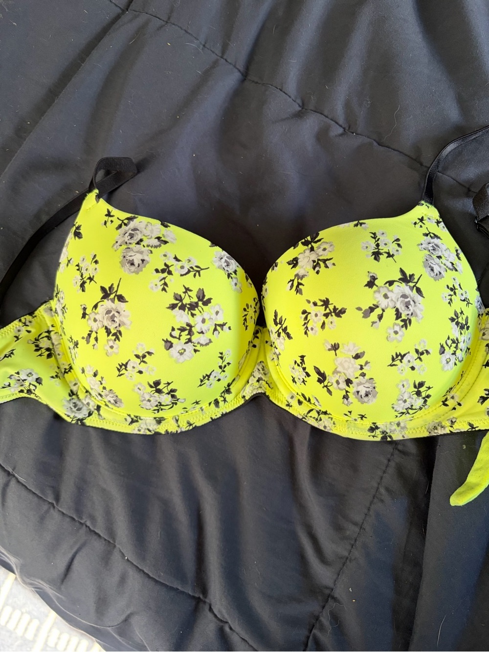 PINK Victoria's Secret Neon Yellow Floral Bra